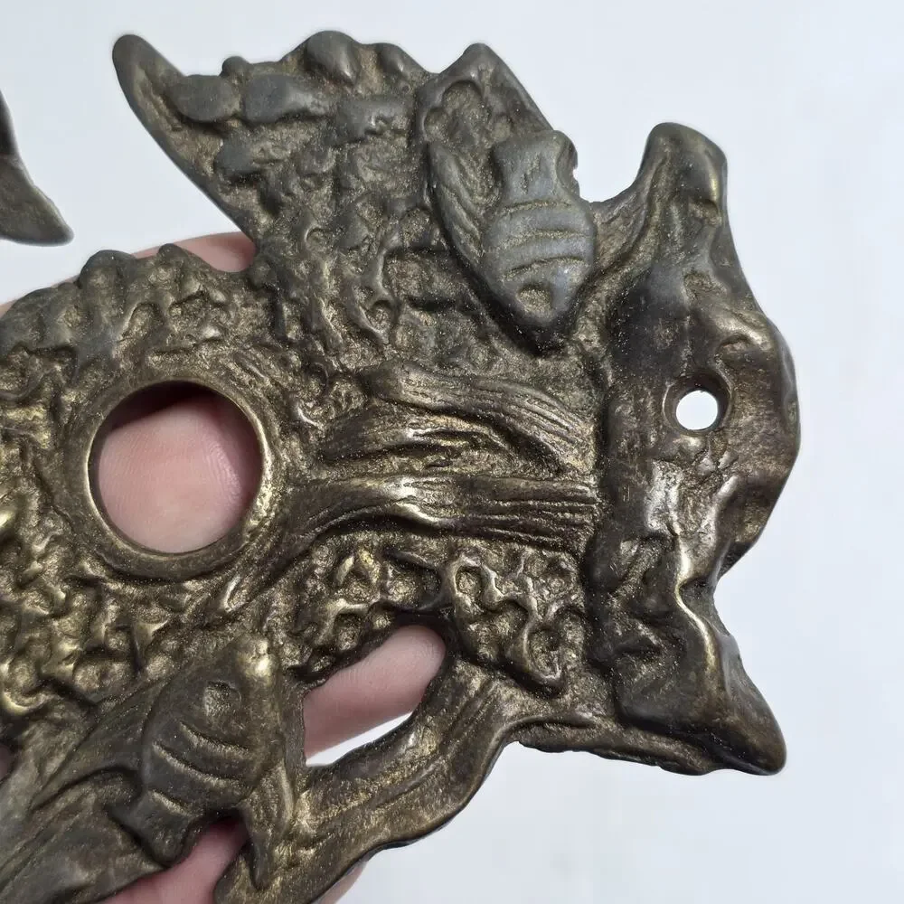 Vintage Brass marine Life Doorbell Plate Cover Natural Ocean Life Motif